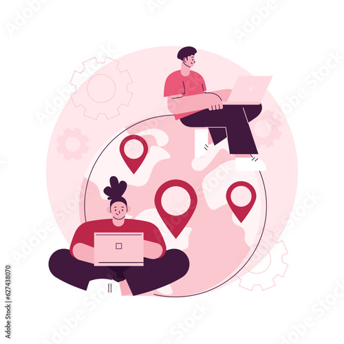 Outsourcing abstract concept vector illustration. Business process outsourcing, outplacement, offshore software development, freelance job, recruitment company, agreement abstract metaphor.
