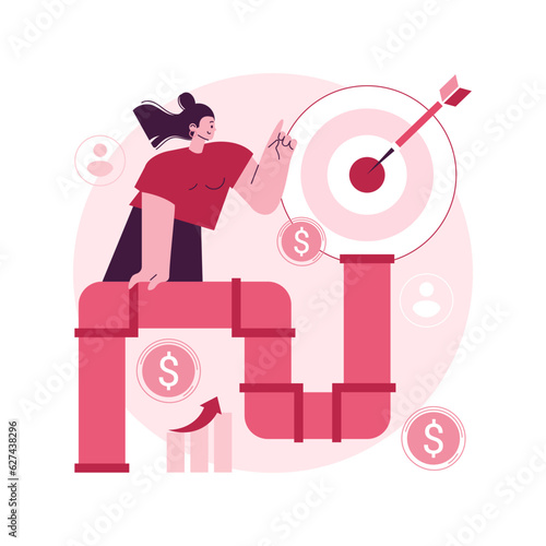 Sales pipeline management abstract concept vector illustration. Pipeline analysis, CRM, representation of sales prospects, customer prospects lifecycle, reaching sales quota abstract metaphor. photo