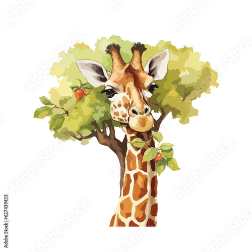 giraffe illustration in a tree