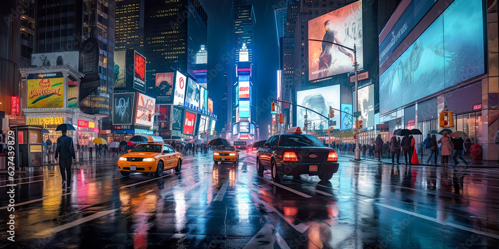 Times Square at night - Generative AI