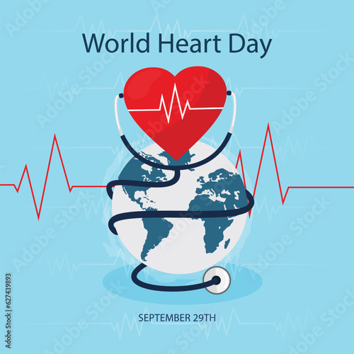 Free vector flat world heart day background