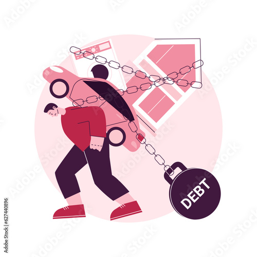 Debt burden abstract concept vector illustration. Public debt, mortgage burden, student loan forbearance, future generation problem, monthly credit payment, developing countries abstract metaphor.