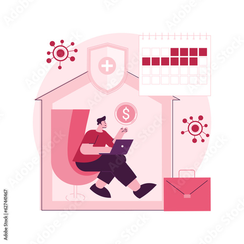 Paid leave for quarantined workers abstract concept vector illustration. Paid time off for illness, sick leave, governmental protection, social distance, financial support abstract metaphor.