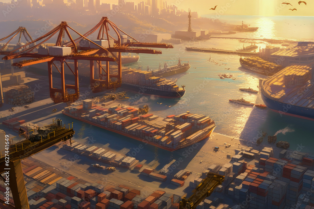 Fototapeta premium Transpotation, Logistics and Containers - Generative AI
