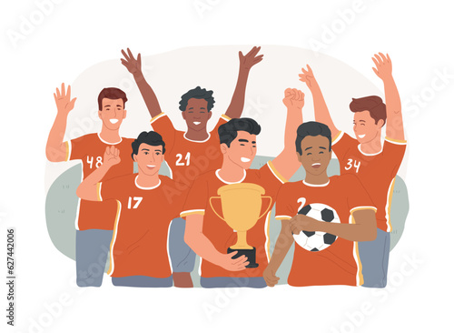 Football isolated concept vector illustration. Soccer team, tournament, football club fan, sports equipment, world championship betting, watching live, premiere league cup vector concept.
