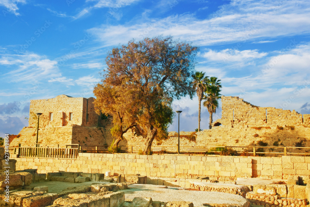 Ruined of ancient city Caesarea in Israel