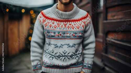 Man wearing an ugly Christmas sweater