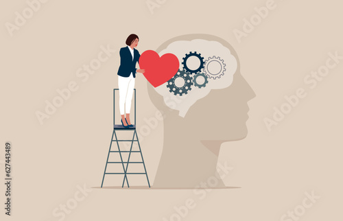 Psychologist work to give for world mental health. Vector illustration