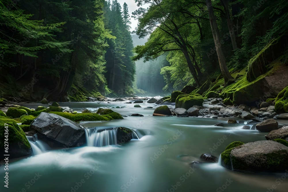 Naklejka premium waterfall in the forest