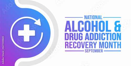 September is National Alcohol  Drug Addiction Recovery Month background template. Holiday concept. background, banner, placard, card, and poster design template with text inscription.