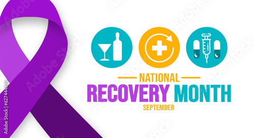 September is National Recovery Month background template. Holiday concept. background, banner, placard, card, and poster design template with text inscription and standard color. vector illustration.