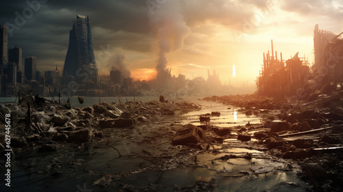 Future at Stake: A Gripping View of Apocalyptic Scenery in the Wake of Climate Change.