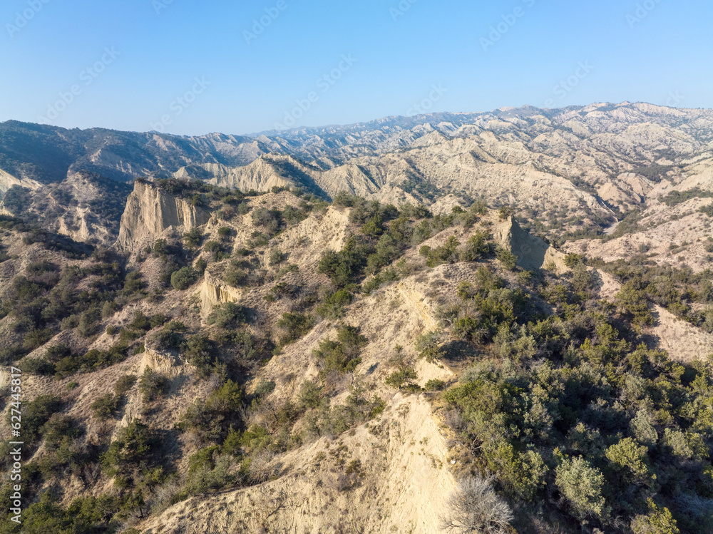 Aerial view of beautiful textures and hills in Vashlovani national park. Gorgeous place in Georgia. Aerial view of beautiful textures and hills in Vashlovani national park. Gorgeous place in Georgia.