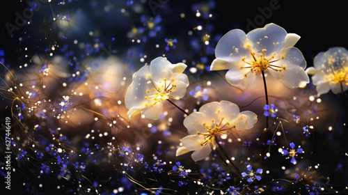 Translucent and surreal abstract flowers graphic background. Wallpaper