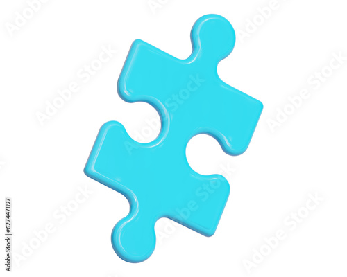 3d turquoise jigsaw puzzle piece on isolated background. Stock vector illustration.