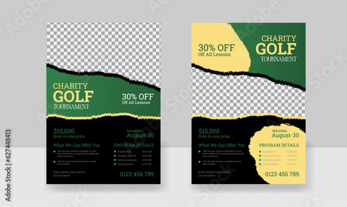 Golf Flyer Template Vector, Golf Championship or Tournament Flyer Poster Design