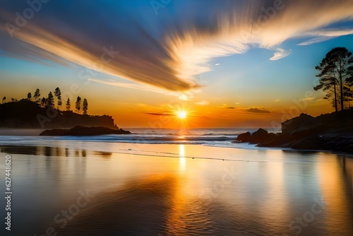 sunset over the sea generated Ai. © Abdul
