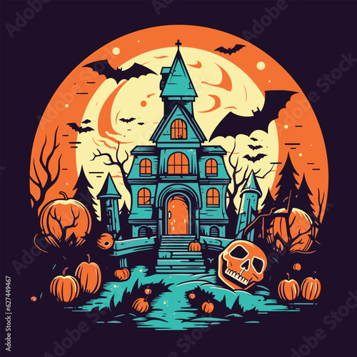 halloween background with house