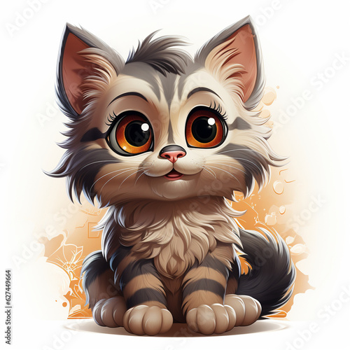 cute, fun and cute cat illustration, sticker, cartoon, white background, t-shirt design, Generative AI