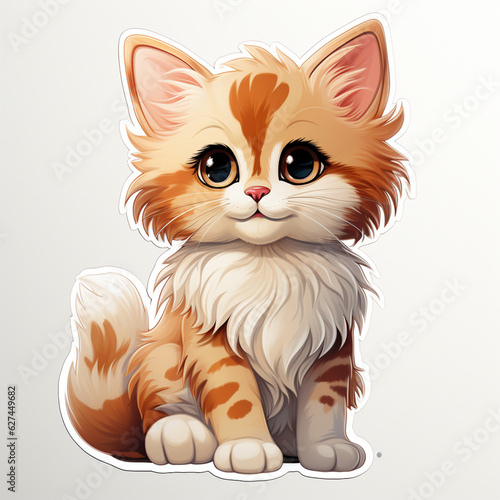 cute, fun and cute cat illustration, sticker, cartoon, white background, t-shirt design, Generative AI © L2004 ZUL
