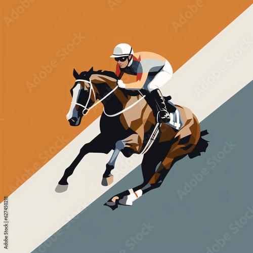 flat illustration of a running horse in action