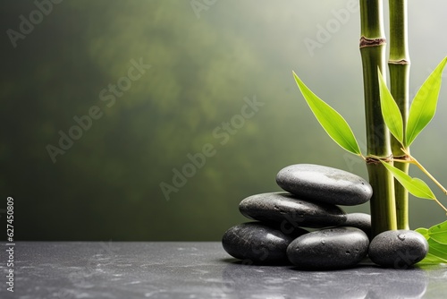 serene zen garden with bamboo and rocks on a table