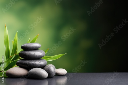 a stack of rocks on a dark table