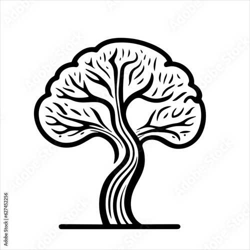 Brain tree modern logo design. Minimalism. Vector illustration