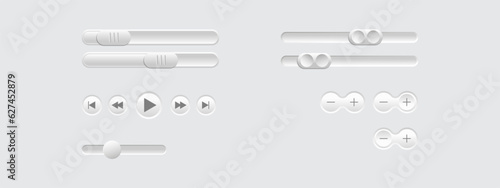 Round and oval buttons, white and gray, 3D navigation bar for website, editable vector illustration.