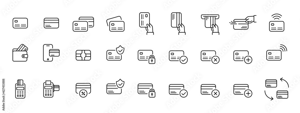 Credit Card Line Icon set symbol line pictogram vector minimal flat graphic design E-commerce payment Credit Card Line Icon set symbol line pictogram vector minimal flat graphic design E-commerce payment