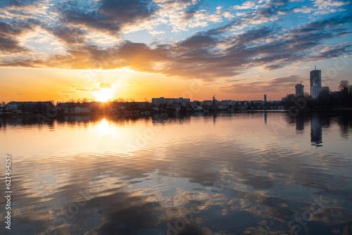 Sunset in Vienna from the Danube River