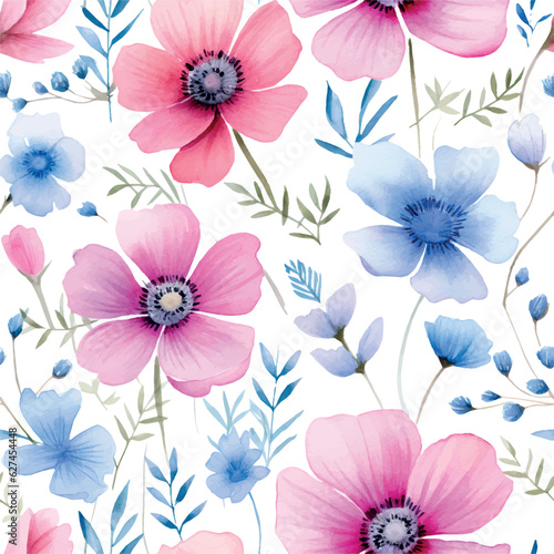 seamless pattern with flowers.beautiful  watercolor flowers. watercolor flowers. 