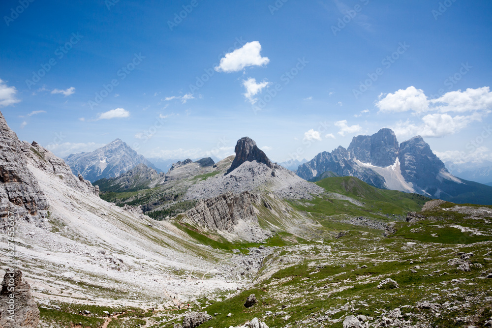 Dolomites range landscape. Pelmo mount view