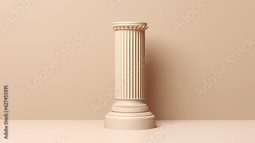 Decorative beige column plinth with space for item