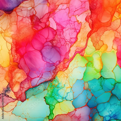 Vibrant colorful alcohol ink rainbow pattern textured background With Generative AI