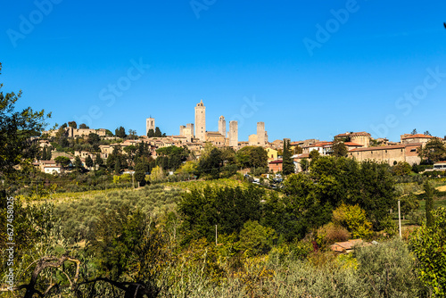 San Gimignano  Italy. Scenic view of a medieval town with towers
