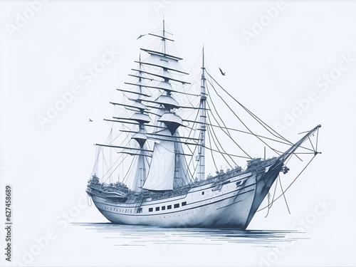 Wallpaper Mural Beautiful ship drawing. AI generated illustration Torontodigital.ca