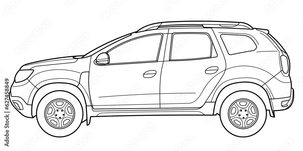 Classic luxury suv car. Crossover car front view shot. Outline doodle vector illustration. Design for print, coloring book
Classic luxury suv car. Crossover car front view shot. Outline doodle vector illustration. Design for print, coloring book