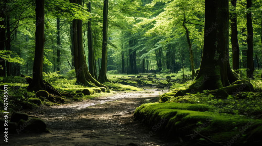 Obraz premium Serene and secluded forest. Generative AI