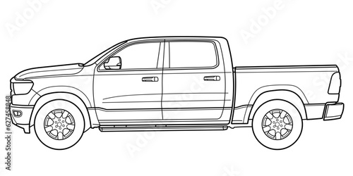 Pick-up truck. Vector doodle illustration