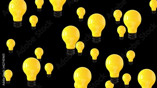 creative idea light bulb 3d illustration yellow brainstorm stop motion new idea concept generation photo