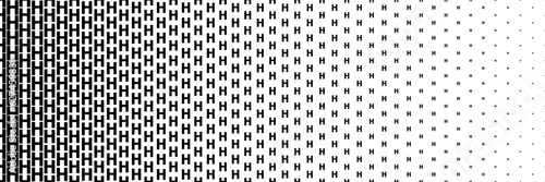 horizontal black halftone of capital letter H design for pattern and background.
