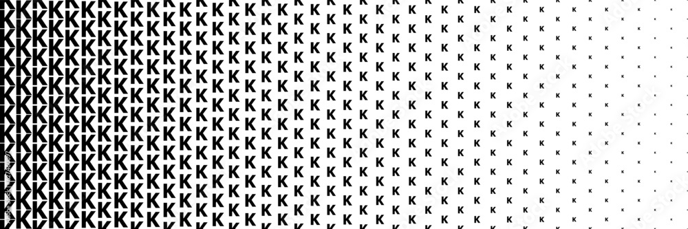 horizontal black halftone of capital letter K design for pattern and background. horizontal black halftone of capital letter K design for pattern and background.