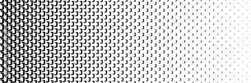 horizontal black halftone of capital letter J design for pattern and background.