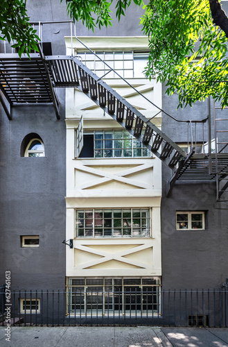 view of a modern brownstone building in Manhattan New York City