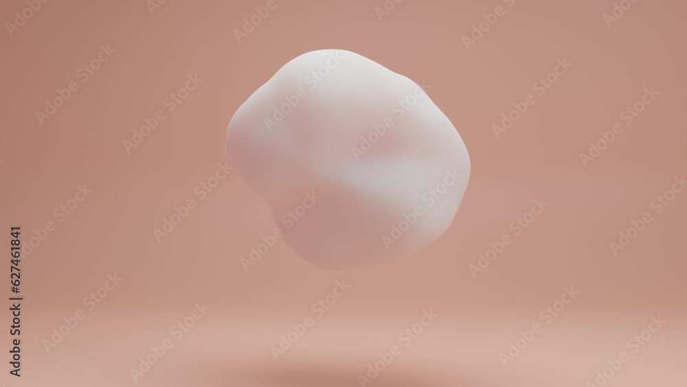 Abstract 3d loop animation. A milky drop, a sphere with waves in a pink studio on a pink background. Futuristic design, abstract background. Abstract 3d loop animation. A milky drop, a sphere with waves in a pink studio on a pink background. Futuristic design, abstract background.