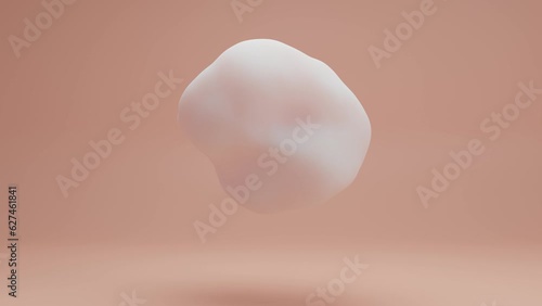 Abstract 3d loop animation. A milky drop, a sphere with waves in a pink studio on a pink background. Futuristic design, abstract background.