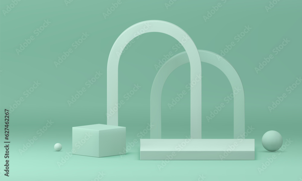 3d geometric podium light green pastel pedestal mock up for cosmetic product show vector 3d geometric podium light green pastel pedestal mock up for cosmetic product show vector