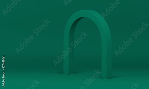 3d archway empty studio background green showroom interior for promo presentation vector photo