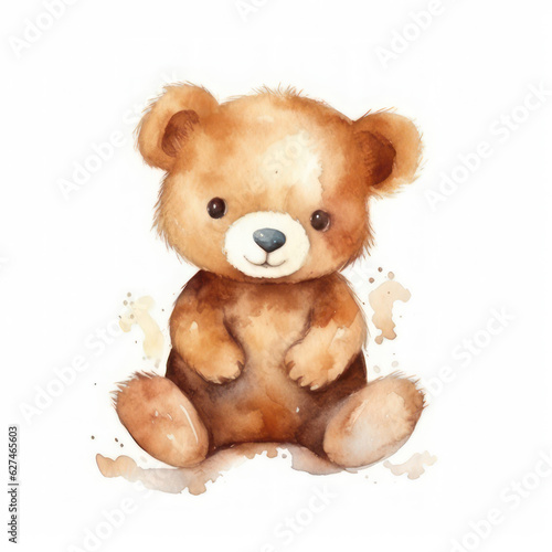 Watercolor cute little bear. AI generative. © Iaroslav
